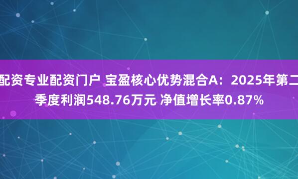 配资专业配资门户 宝盈核心优势混合A：2025年第二季度利润548.76万元 净值增长率0.87%