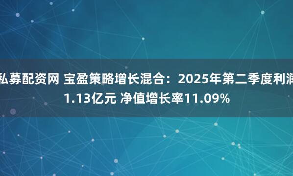 私募配资网 宝盈策略增长混合：2025年第二季度利润1.13亿元 净值增长率11.09%